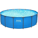 15' x 48 Round Above Ground Swimming Pool, Outdoor Metal Frame, Blue