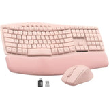 Wireless Keyboard and Mouse Combo, MA41 30dB Quiet Ergonomic Wave Keyboard Set