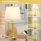 Touch Lamps for Nightstand Set of 2 - Gold Table Lamp for Bedroom