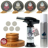 Engraved Cocktail Smoker Kit, Torch, 90ML Butane, with Cherry, Hickory, Maple