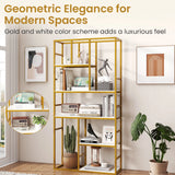 71” 5 Tier Tall Bookshelf w/ Open Storage Shelves, Metal Frame for Bedroom Office
