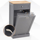 13 Gallon Wooden Freestanding Hidden Trash Can Cabinet with Odor Control,
