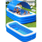 Inflatable Pool with Canopy for Adults & Kids, Large 110"x63"x20"