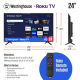 Westinghouse Roku 24 Inch Smart TV, HD Television with Wi-Fi Connectivity