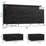 EnHomee 55" Wide Smart Dresser with LED Lights & Power Outlets