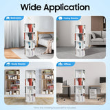 4 Tier Rotating Bookshelf 360° Spinning Display Rack with Wheels