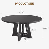 47 in Round Large Dining Table Set or 4 to 6, armhouse Dinner Table with Wooden Top
