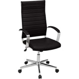 High-Back Swivel Oice Chair with Lumbar Support, Ergonomic Ribbed aux Leather
