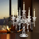  European Glass Candle Holder 7-Arm Candlestick for Holiday & Home Decor