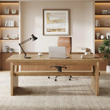 Executive Office Desk, 63-Inch Farmhouse Computer Desk, Large Writing Study Conference Table