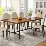 Tribesigns Dining Table for 6-8 People, 70.9-Inch Rectangle Wood Kitchen Table with Tube Metal Frame, Rustic Dining Room Table
