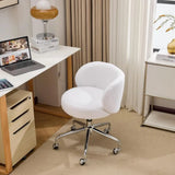 Compact Swivel Desk Chair with Wheels, Ergonomic Low-Back Support for Vanity