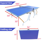 9ft Mid-Size Foldable&Portable Ping Pong Table Set Indoor Games w/ 3 Balls