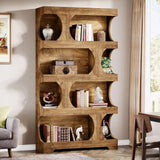 Modern Asymmetrical Bookshelf,Freestanding Display Shelf with Classic Shape