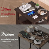 End Table with Wireless Fast Charging Station Set of 2 for Living Room