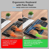 Keyboard and Mouse Combo, 2.4G Full Size Wave Keys Ergonomic Keyboard