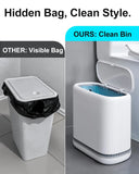 Slim White Bathroom Trash Can with Lid, Dog Proof Garbage Bin with Air-Press Bag