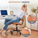 JHK Armless Office Desk Chair Back Lumbar Support Height Adjustable PU Leather Computer Chair