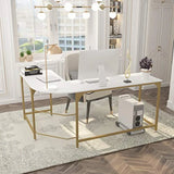Reversible L Shaped Desk White 57.9 Corner Gaming Computer Desk Office Workstation