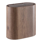 Faux Wood Grain Trash Can Slim Lid Large Capacity Bin For Bathroom Narrow Spaces Living
