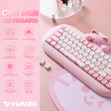 YUNZII C68 Wireless Gaming Keyboard, Hi-Fi Cute Cat Custom RGB Mechanical Keyboard