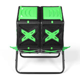 140L Dual Chamber Composting Tumbler Fast Assemble Tumbling Mobile Compost Starter