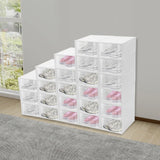 24pcs/set Transparent Plastic Shoe Case, Organizer Drawer Shoe Rack White