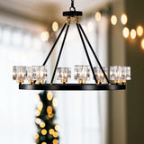Wagon Wheel Chandelier Farmhouse Modern Small Crystal Round Chandelier