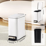 Slim Bathroom Trash Can with Lid Soft Close, Stainless Steel Step Bin Removable