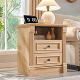 26" Tall 2 Drawer Dresser Nightstand W/ Charging Station For Bedroom
