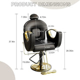 Reclining Barber Salon Chair 360°Swivel Barber Chair with Heavy Duty Hydraulic Pump for Spa Shampoo Hair