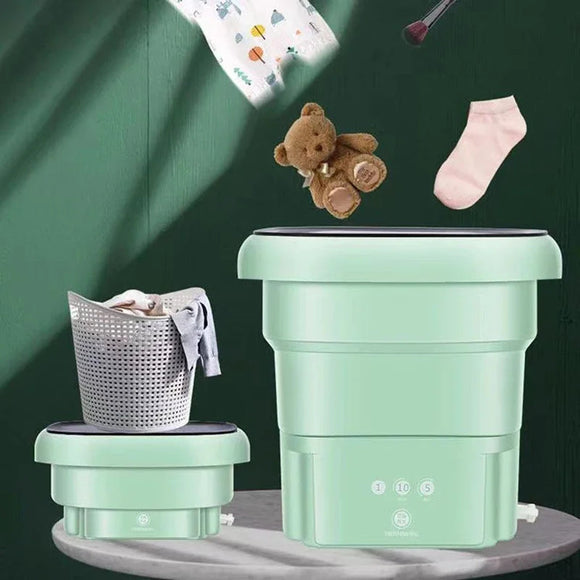 Portable Washing Machine Folding Large Capacity Clothes Spin Dryer Bucket Travel MD DC PRINT