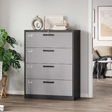 4 Drawer Lateral Metal Filing Cabinet with Lock-File Cabines-Organization Storage Cabinets