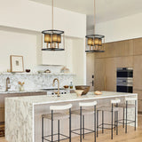 Farmhouse Chandeliers for Dining Room Gold Liner Chandelier with Fabric Shades