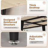 94.48L 47.24W 29.92H Light Wood Grain Conference Table With Cable Grommets For Office Meeting