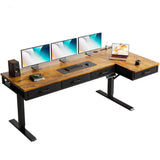 63 Inch L Shaped Electric Standing Desk with Drawers, Height Adjustable Large Desk