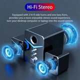 USB Computer LED Speakers System Subwoofer Stereo Bass Control