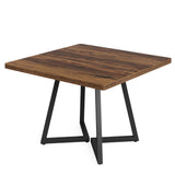 Tribesigns Square Dining Table for 4, 31.5" Industrial Dinner Table with Metal Base