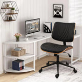 Office Chair with Wheels, Adjustable Height, Leather Swivel Chair for Desk,