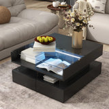 Lift-Top Coffee Table with 2 Drawers And Glass Top for Living Room