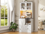 71‘’Kitchen Pantry Storage Cabinet with LED Lights and Power Outlet