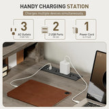 Farmhouse 69" Executive L Shaped Desk with Drawer, Home Office Desk with Charging Station