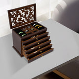 6-Tier Jewelry Organizer Box, Wooden Jewelry Organizer for Earrings Rings