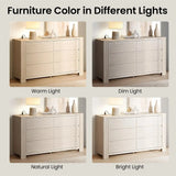 6 Drawer Dresser for Bedroom, 55 Modern White Oak Chest of Drawers