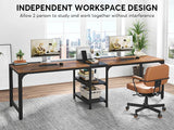 Tribesigns 90.55'' 2 Person Desk with Storage Shelves, Double Computer Desk