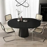 Round Extendable Dining Table with Pedestal Base, 39"-55" Expandable Dining Room Table