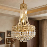 Luxury Gold Empire K9 Crystal Chandelier, 6-Light Adjustable Height Hanging Light