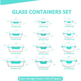 12 Pieces Glass Food Storage Containers Set, Meal Prep Containers