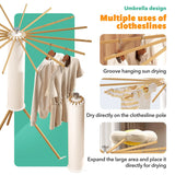 Heavy Duty Wooden Tripod Clothes Drying Rack 16 Rods 360° Airflow
