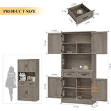 Modern Tall Kitchen Storage Cabinet with Microwave Stand and Buffet Sideboard